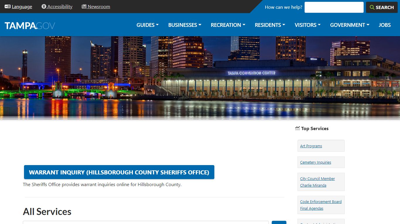 Warrant Inquiry (Hillsborough County Sheriffs Office) - City of Tampa