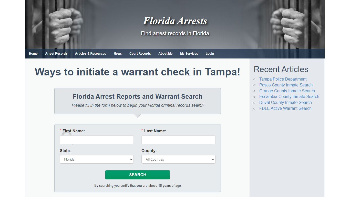 Tampa FL Warrant Search and Arrest Records - Florida Arrests