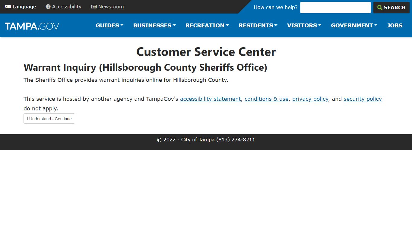 Customer Service Center - City of Tampa